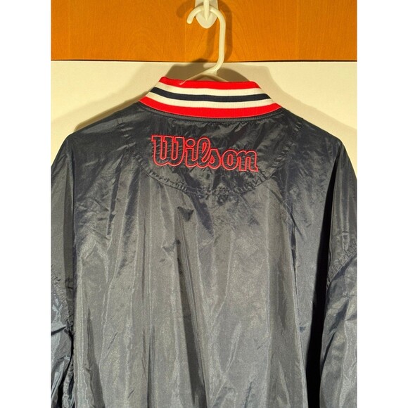 Vintage Wilson Nylon 1/2 Zip Pullover Windbreaker Jacket Navy Blue Red‎ Large - Picture 7 of 8